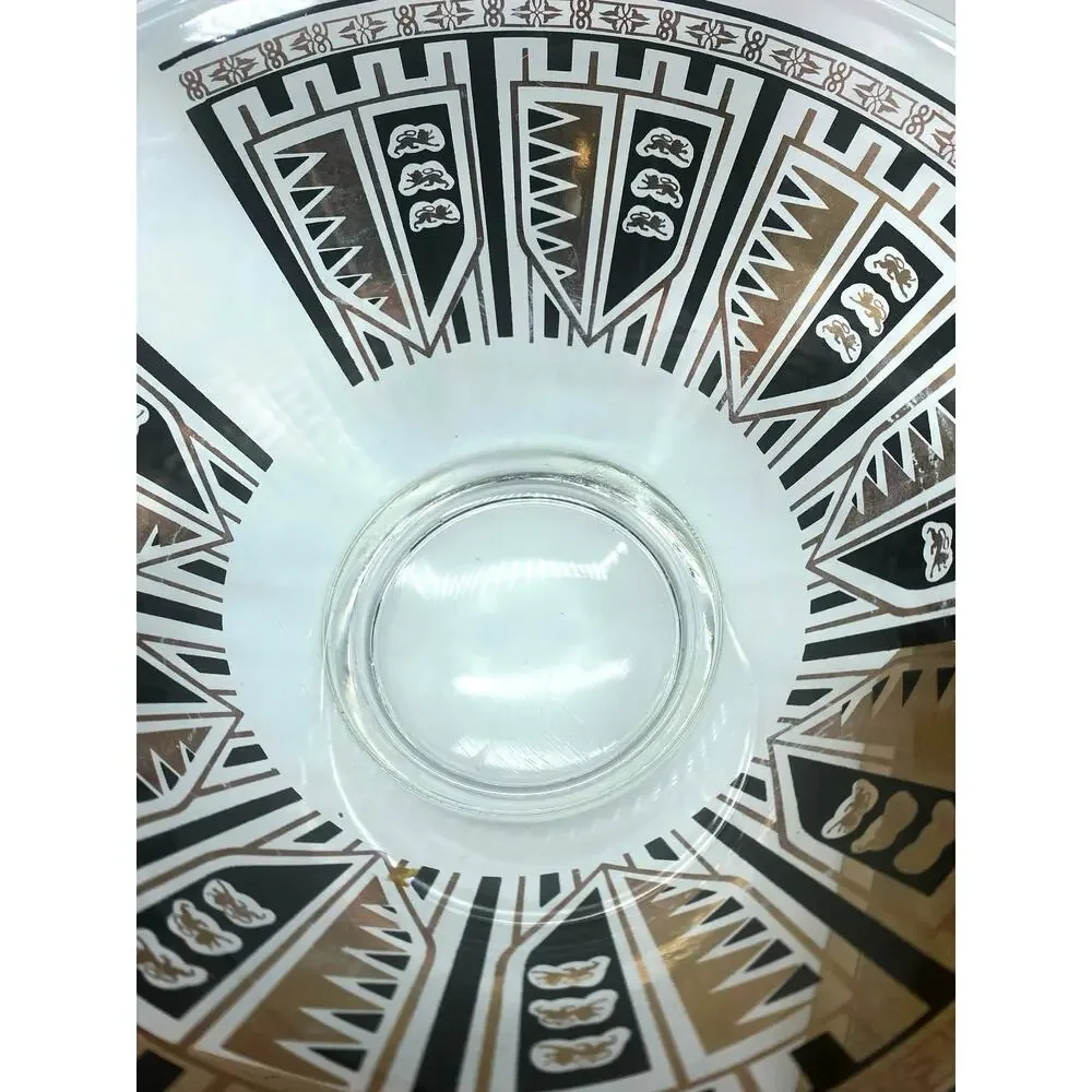 Vintage Libby Chip Salad‎ Serving BOWL Barware Gold Black Glass 10.5